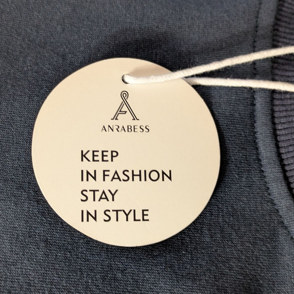 Anrabess Navy Sweatshirt Pleated Pullover Mini Dress Oversized Long Sleeve Sz M - Picture 3 of 7